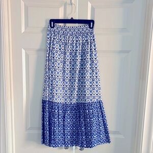 LOFT Blue and White A-Line Skirt